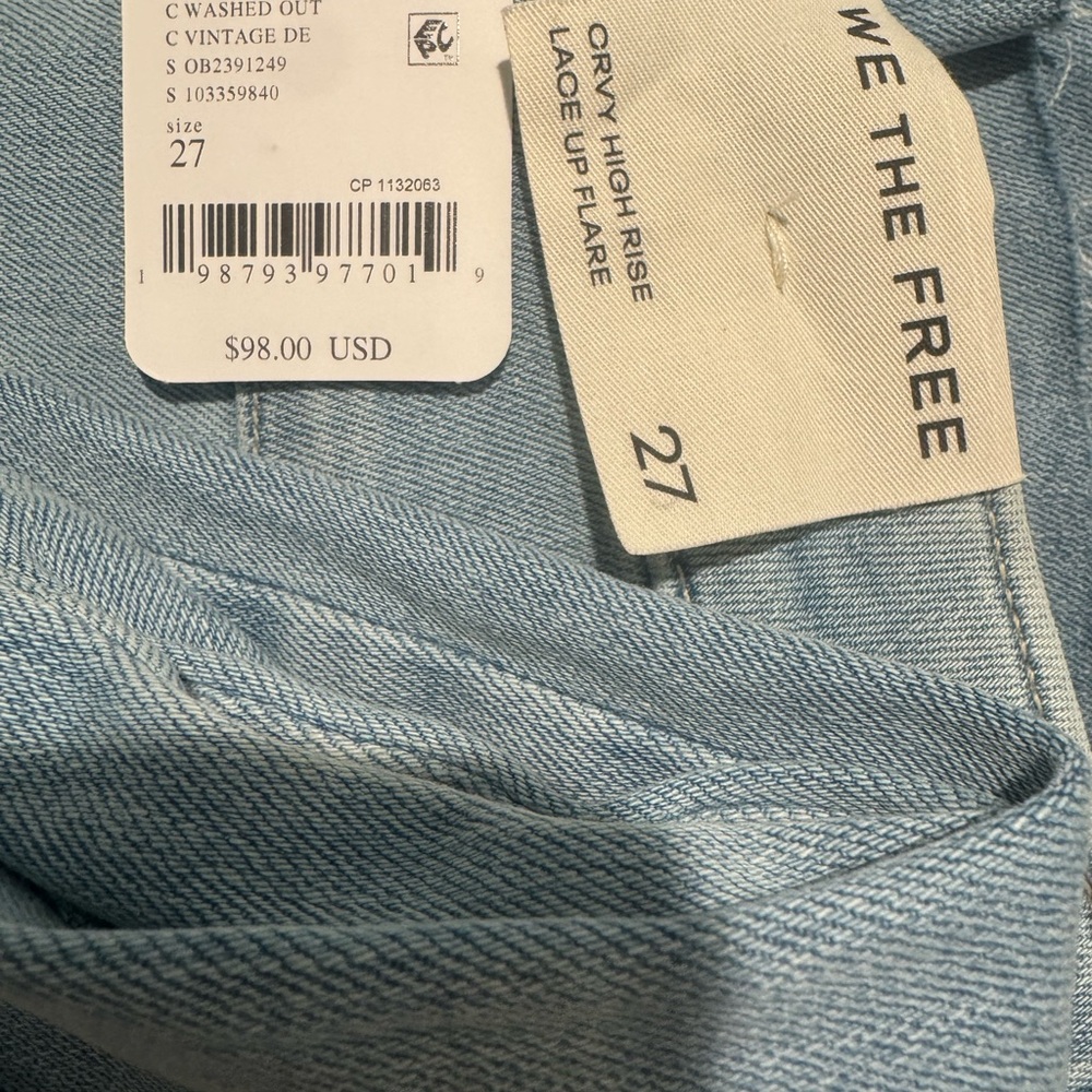 NWT Free People We The Free CRVY Super High-Rise Lace-Up Flare Jeans - Picture 5 of 5